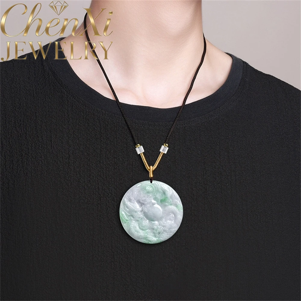 

Natural Ice-Type Spring-Color Jadeite Dragon And Phoenix Pendant Luxury Quality Fine Fashion Jewelry Exquisite Elegant Popular