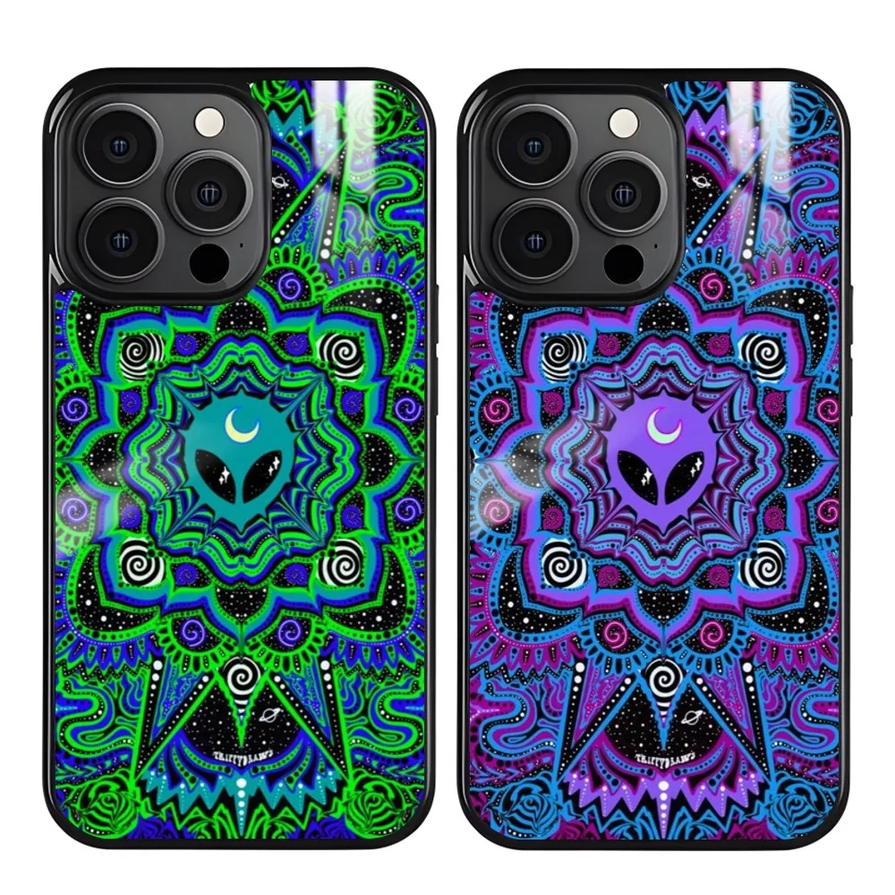 Psychedelic hippie skeleton Phone Case For iPhone 16 15 14 13 12 11 Pro Max Plus Mini Magnetic Magsafe Wireless Charging Cover