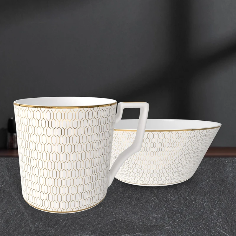 Nordic minimalist luxury ceramic plate set bone china tableware Western steak dessert plate home decoration Kitchen accessories view 2