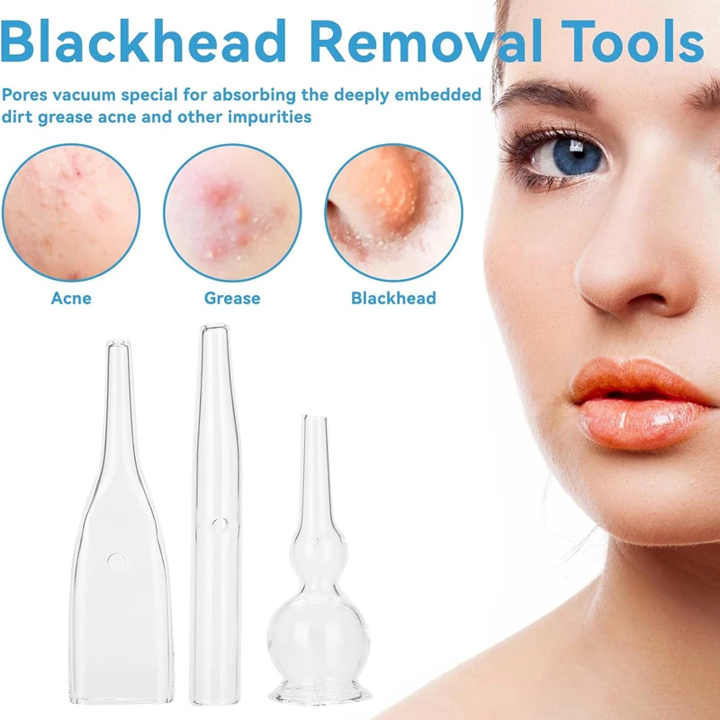 5 ชิ้นแก้วสูญญากาศเคล็ดลับอะไหล่สำหรับเครื่องกำจัดสิวหัวดำบนใบหน้าเครื่องกำจัดสิวหัวดำทำความสะอาดผิวเครื่องมือความงามรักษาสิว