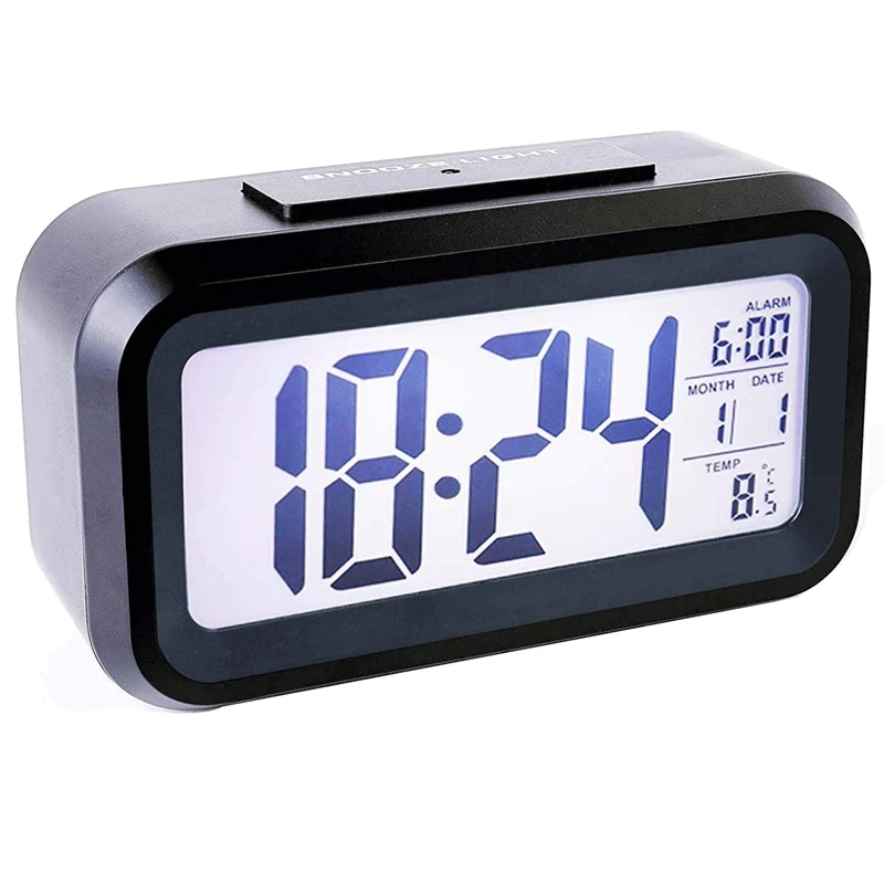 

Alarm Clock LED Display Digital Alarm Clock Snooze Night Light Battery Clock With Date Calendar Temperature