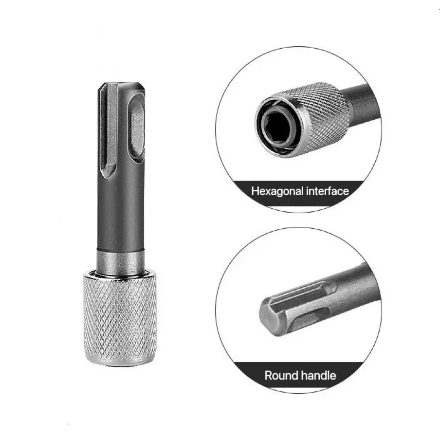 

3-х предметный преобразователь сверла с шестигранной ручкой SDS, переходной стержень с круглой ручкой молотка, подходит для многофункциональных ручных дрелей