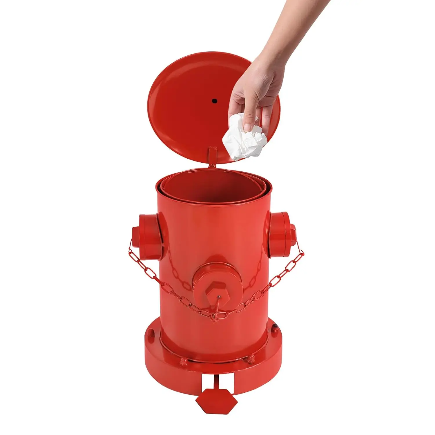 Retro Fire Hydrant Trash Can, Metal Retro Garbage Can, Large Capacity Pedal Retro Trash Can with Inner Bucket and Lid