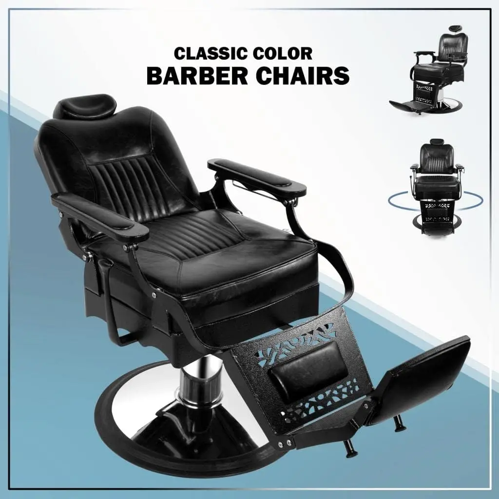 Artist hand Antique Barber Chair Heavy Duty Barber Chairs Hydraulic Reclining Salon Chair Tattoo Chair Salon Equipment(Black)