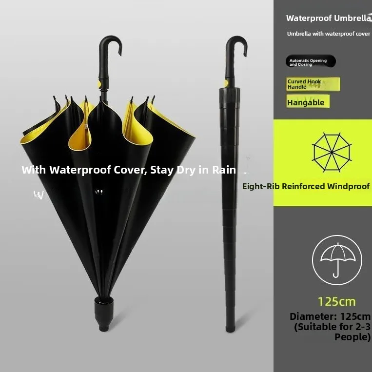 

Large Size Golf Umbrella Double Layer Waterproof Business Long Handle Rain Umbrella Customizable Plastic Handle Golf Umbrella
