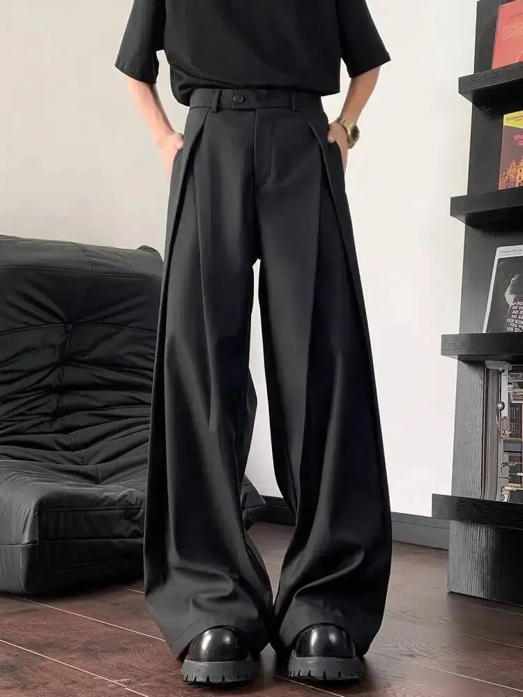 High Waist Men's Pants Summer New Straight Casual Suit Pants Slim Loose Breathable Wide Leg Pants Work Nine Point Pants 3XL