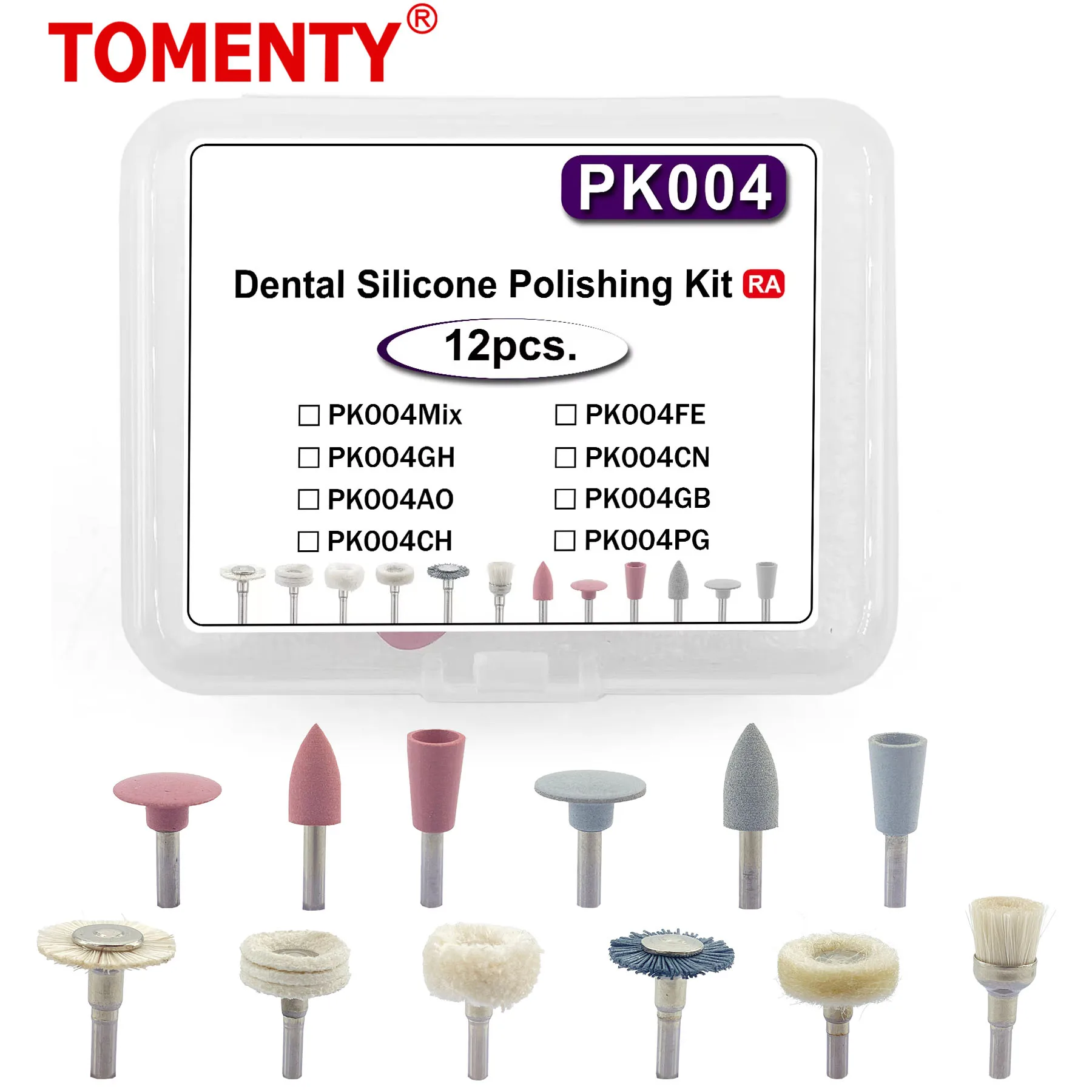 12pcs/Box Dental Composite Polishing Kit RA Polisher For Low-Speed Handpiece  Dentistry Porcelain/Natural Teeth Nail Polishing