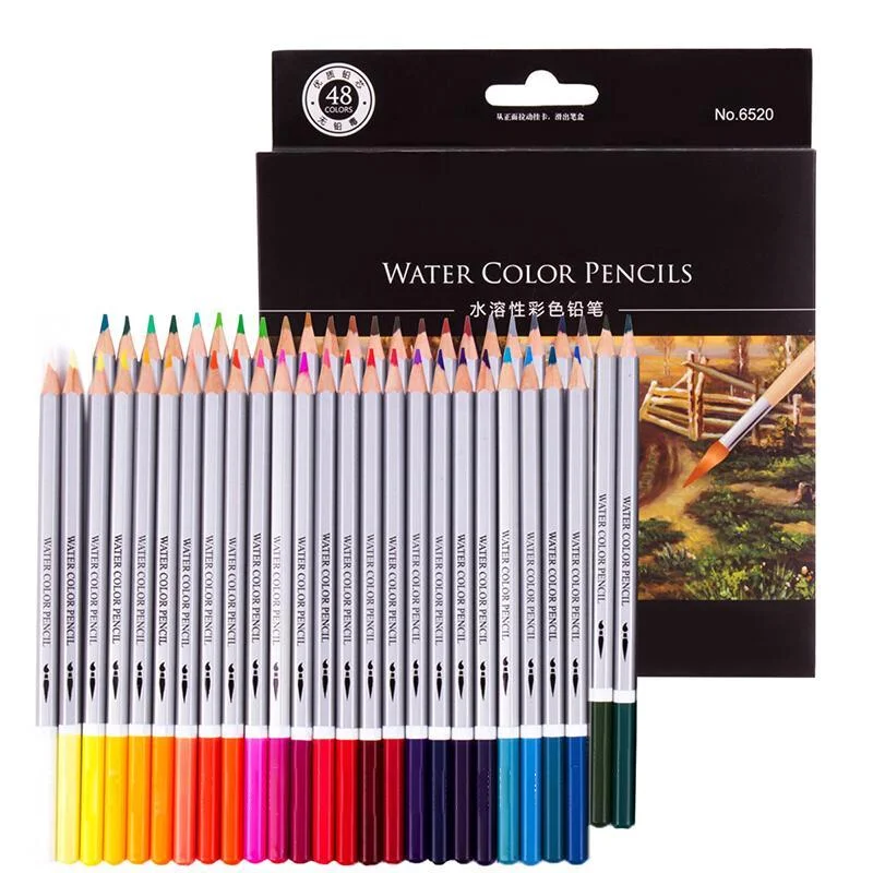 Lápis Aquarela para Crianças, Caneta Desenho, Conjunto de arte para crianças, Pintura e esboço, Kit de aquarela, 24 cores, 36 cores, 48 cores
