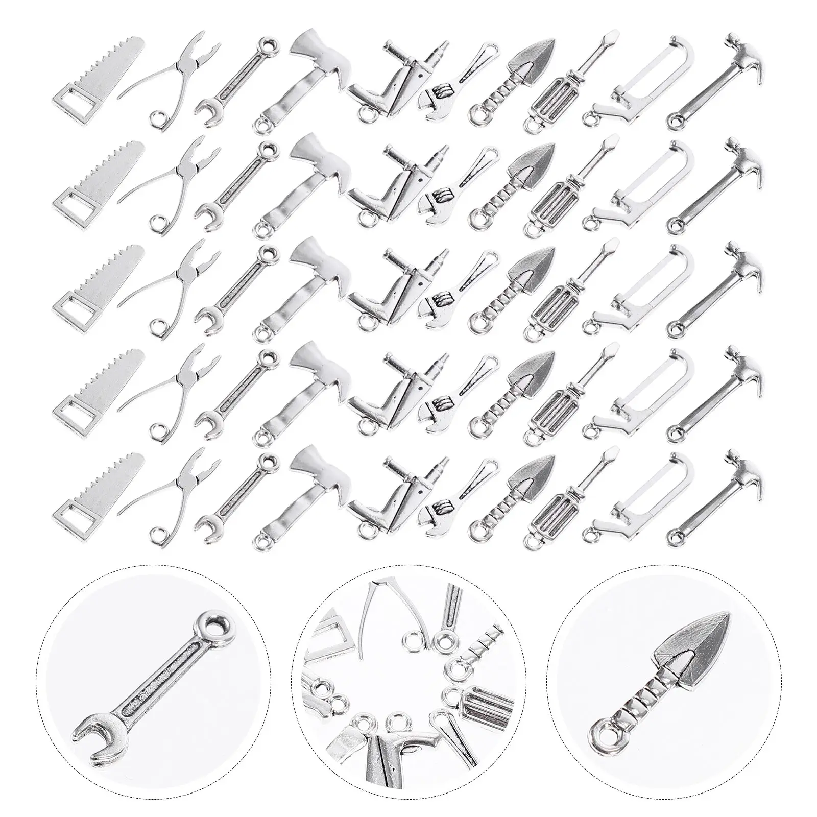

80 Pcs Vintage Simulation Tool Pendant Tools Jewelry Accessories Alloy Charms Wrench