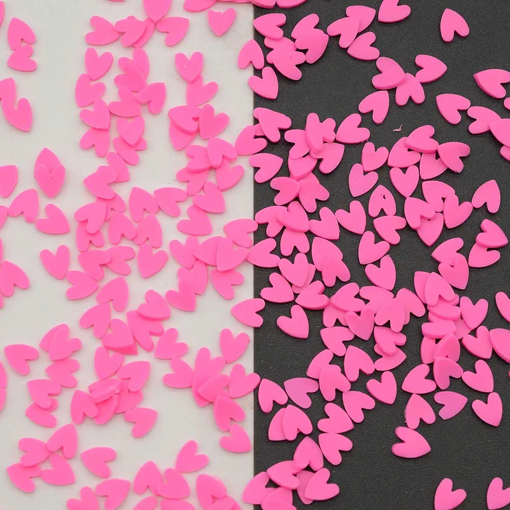 100G/Lot 5mm Polymer Clay Slices Heart Sprinkles Lovely Confetti for Crafts Making, DIY