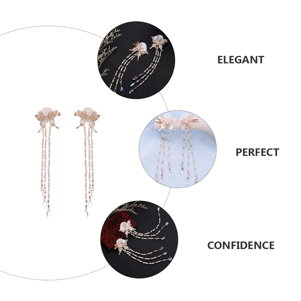 

Chinese Ancient Style Tassel Hairpin for Girls Elegant Retro Accessory Suitable for Various Scenes Parties Festivals Ceremonies