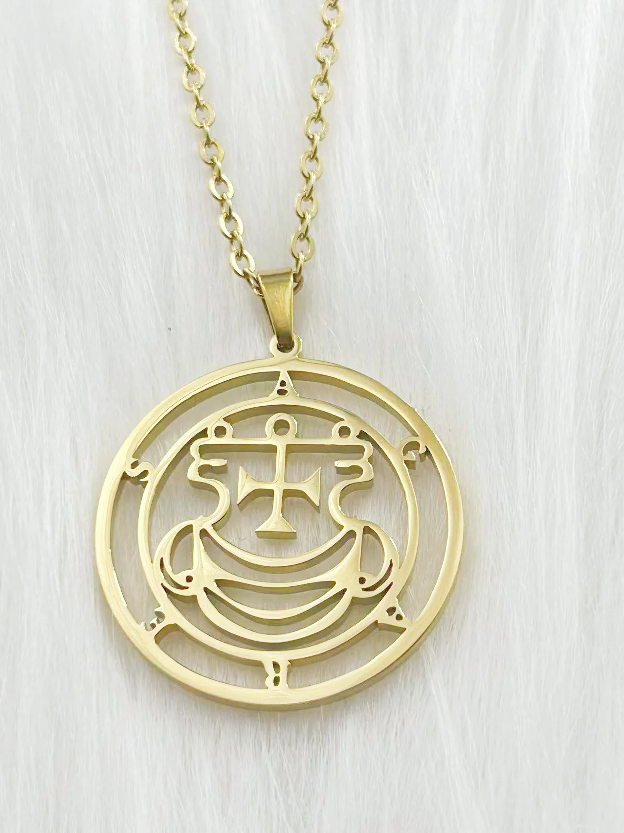 WOUWU Moda Sigeal Sigil De Lucifer Colar Satanás de Aço Inoxidável Asmoday Lazer Chave Baphomet Carimbo Jóias