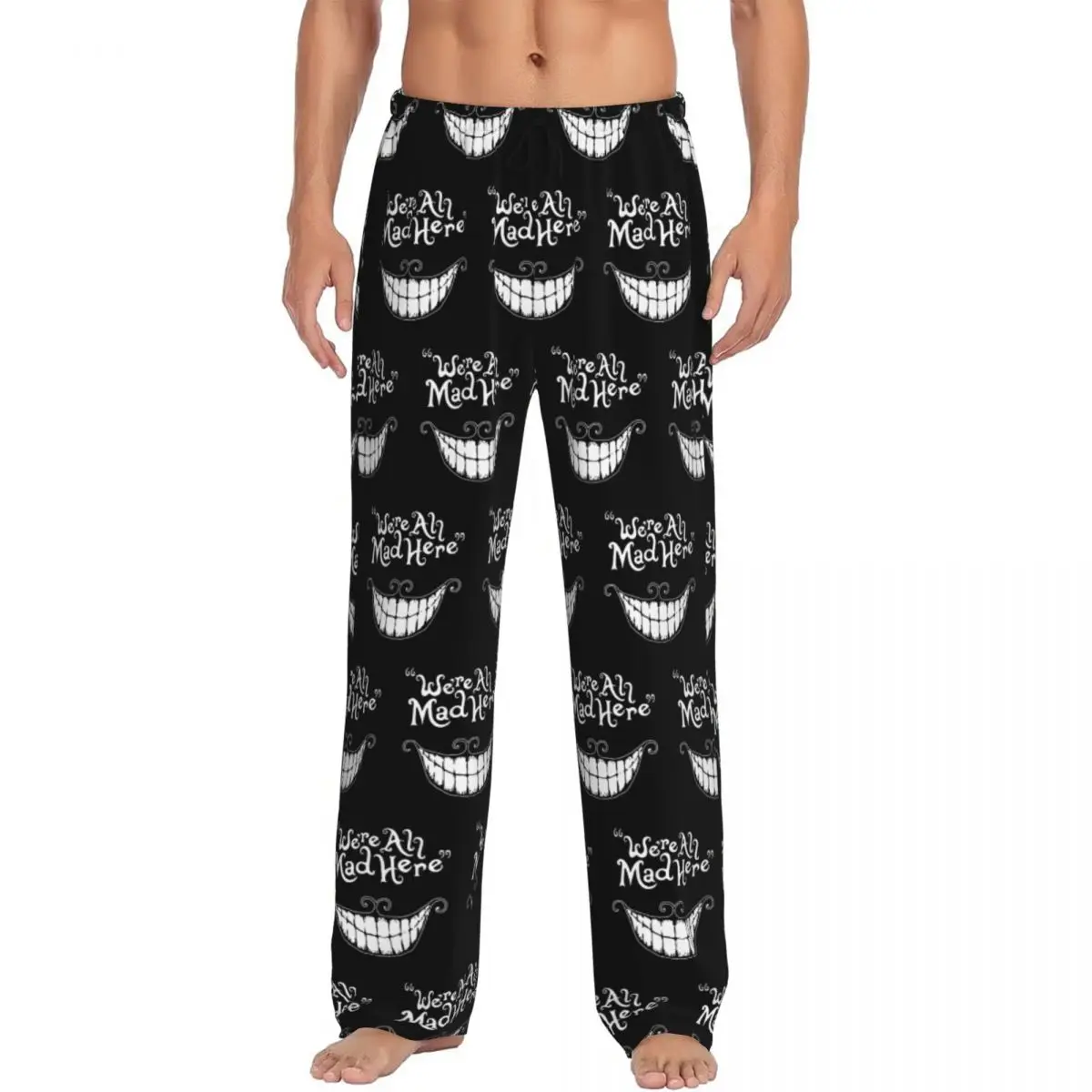 

Custom Alice In Wonderland Cheshire Cat Pajama Pants Men Lounge Sleep Drawstring Sleepwear Bottoms with Pockets