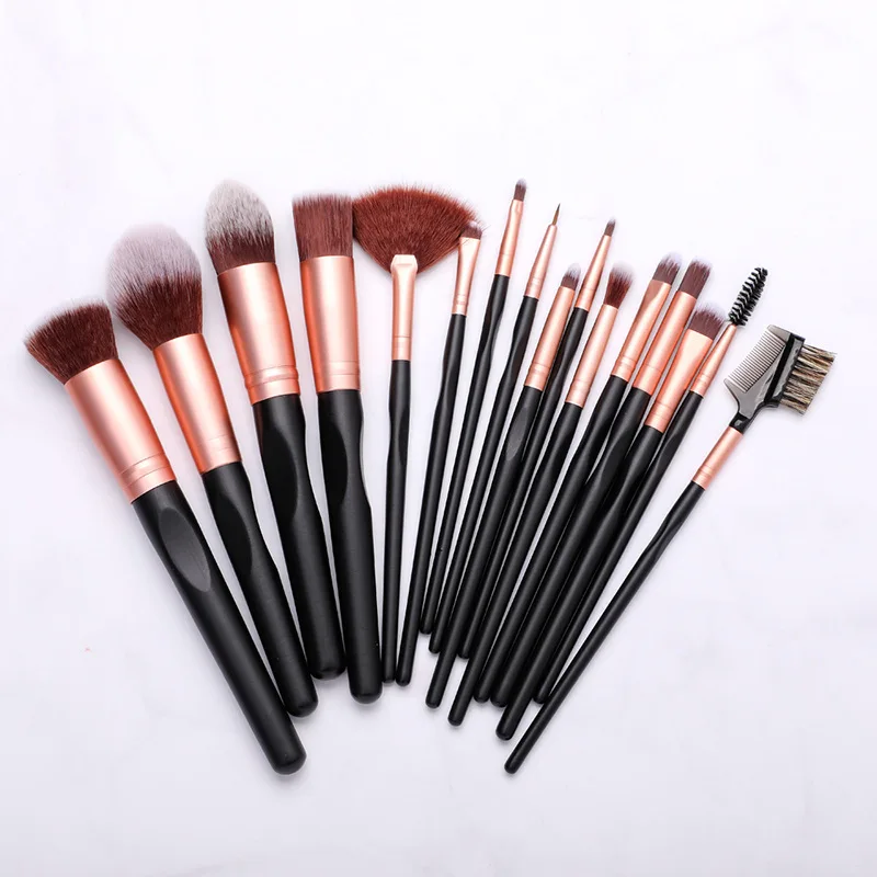 Juego de brochas de maquillaje de 16 piezas, sombra de ojos creativa, colorete, brocha de maquillaje, brocha líquida para base ranurada