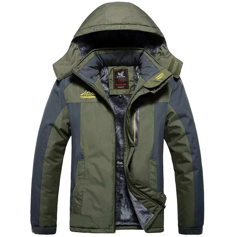 Winter Outdoors Jackets Plus Size 5XL 6XL 7XL 8XL 9XL Thicken Fleece Warm Coats Men Outwear Waterproof Windproof Hooded Jacket