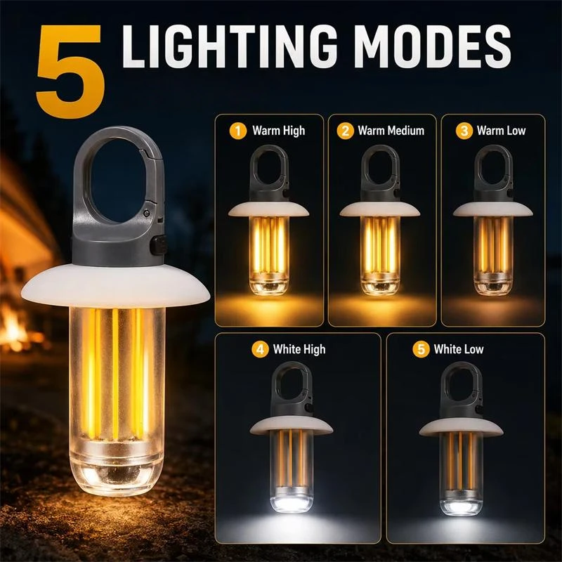 Rechargeable LED Flashlight With 5 Modes Super Bright Camping Light Hiking Fishing Outdoor Accessories Small Tools Camping Equip view 2