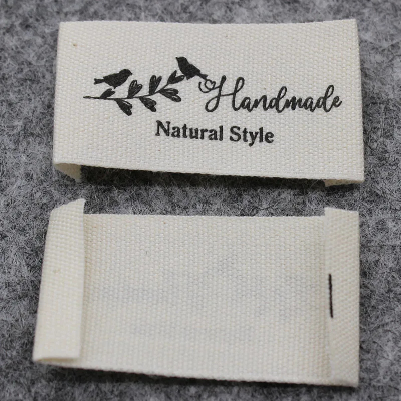 200pcs handmade label/cloth private label printed cotton label tag garment print tag clothing cotton label