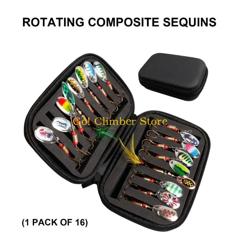 طعوم دوارة Q84C مع حقيبة حمل طعوم دوارة معدنية صناعية لصيد الأسماك