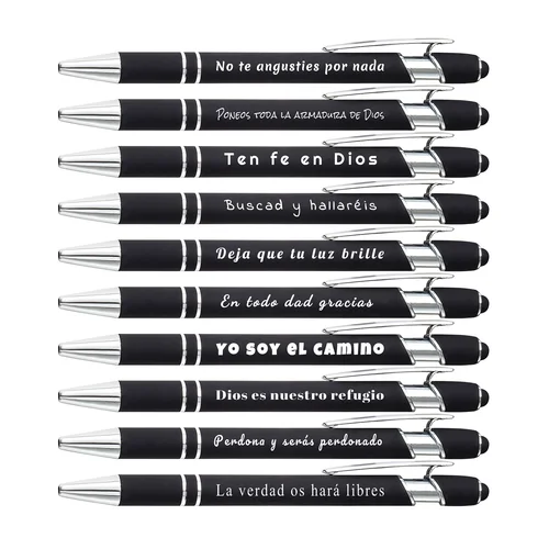 Bolígrafos grabados con frases, bolígrafo inspirador, diciendo de la Biblia, punta táctil, tinta negra para increjar las escritura, 10 Uds.