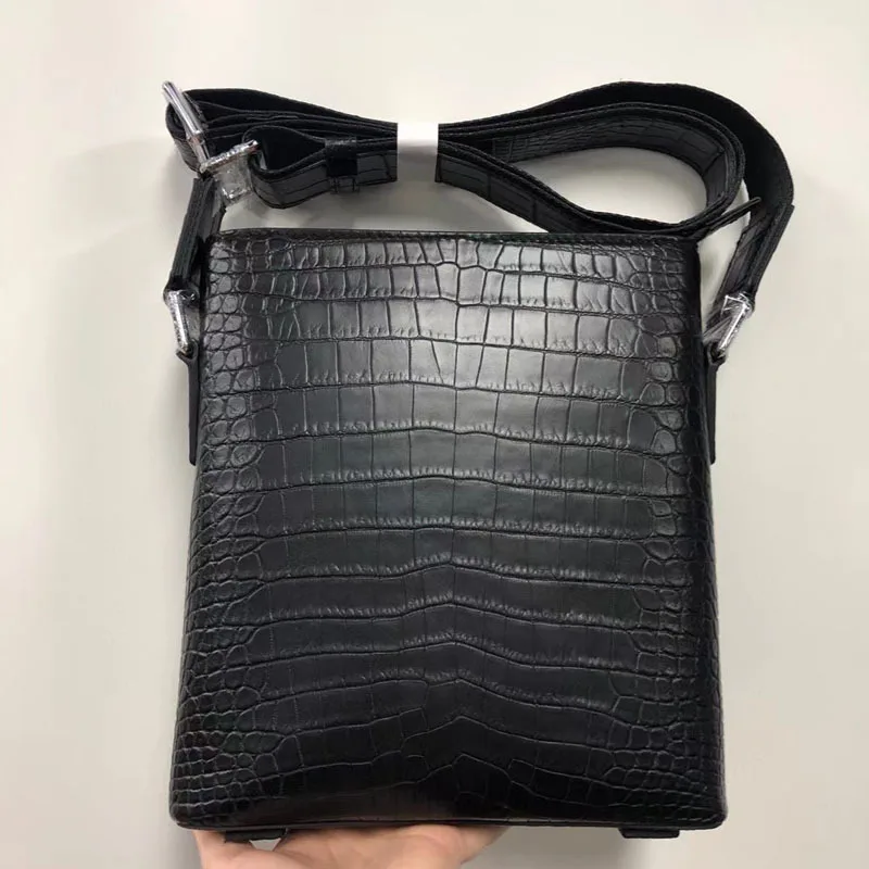 2023 New High Grade Matte Crocodile Skin Men's Shoulder Bag Genuine Leather Fashion Messenger Bag Leisure Crossbody Bag 50