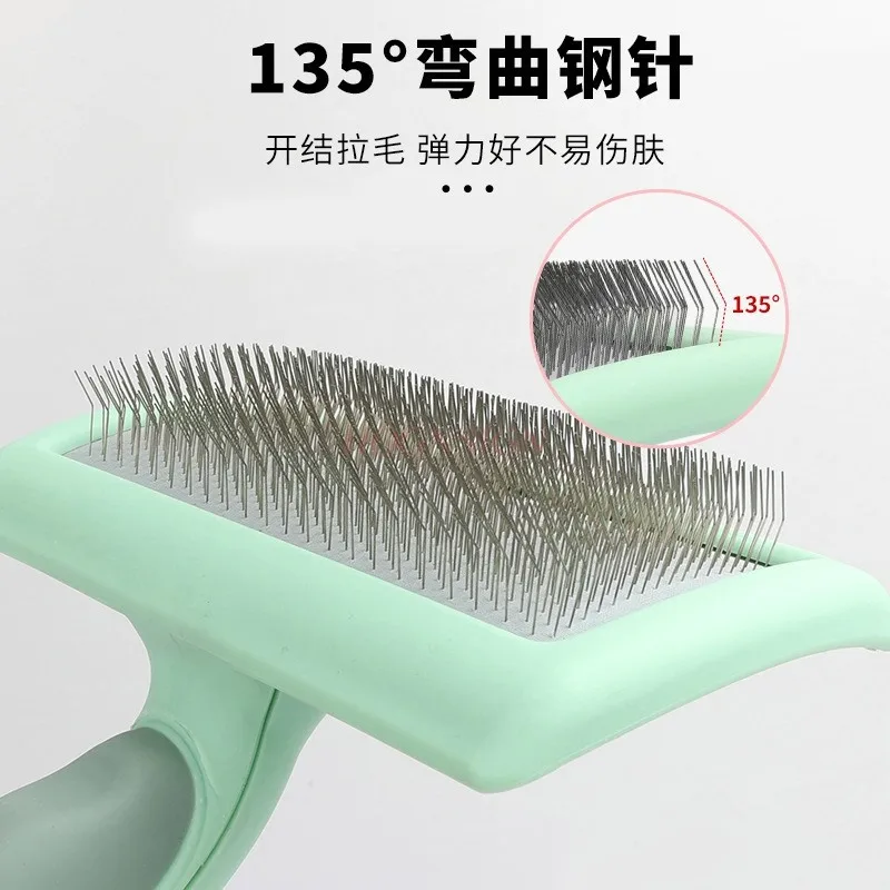 Dog Brush Stainless Steel Dogs Combs Massage Dog Grooming Brush Pet Hair Remover Cleaning Tools Soft Handle Cat Comb Brush Cat