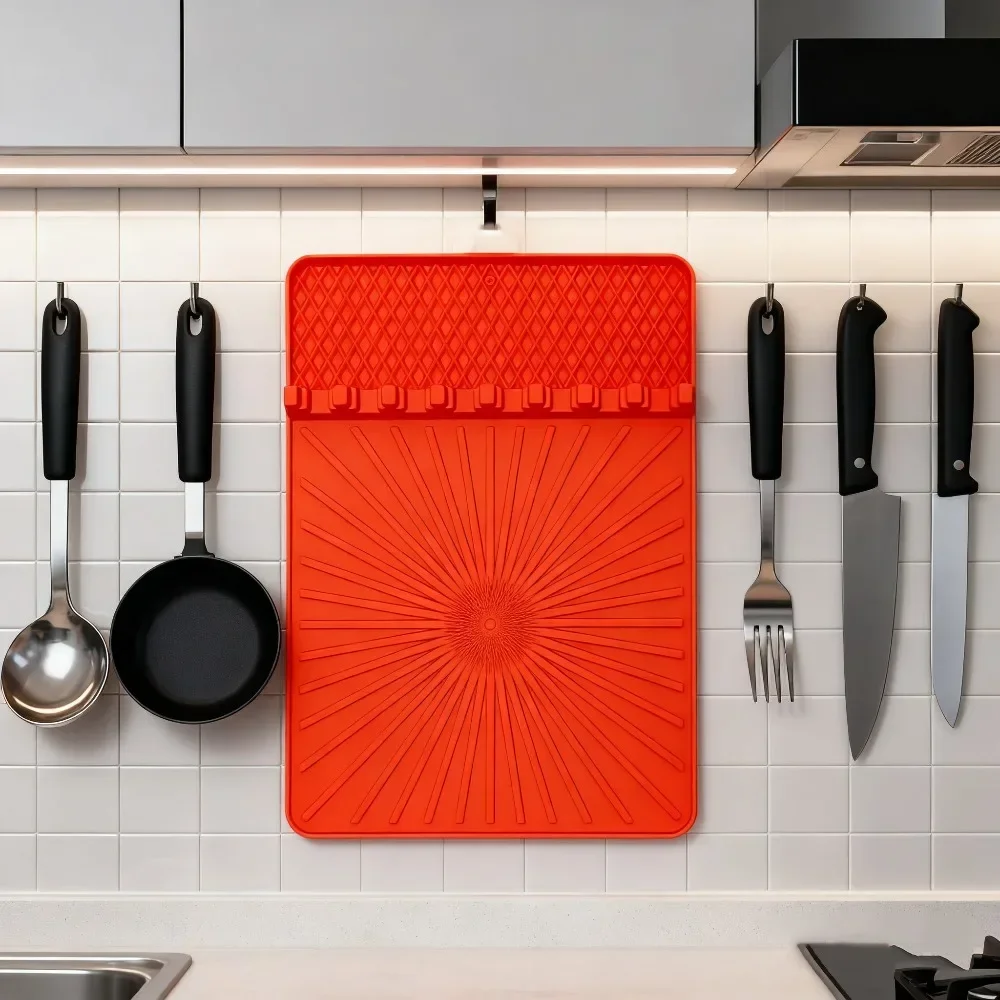 شواية سيليكون مع وسادة تنقيط، حصيرة ملعقة، أدوات ملحقات شواية الشواء للحجر الأسود، وسادة رف جانبية للمطبخ الخارجي