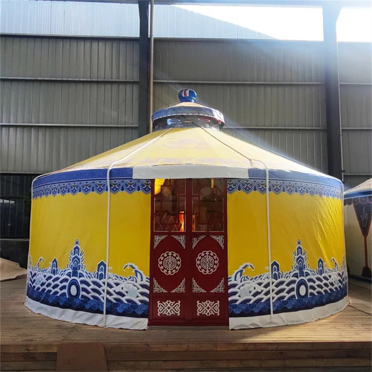 High Quality Mongolian Yurt for Sale Beautiful Solid Wood Structure with PVC Fabric