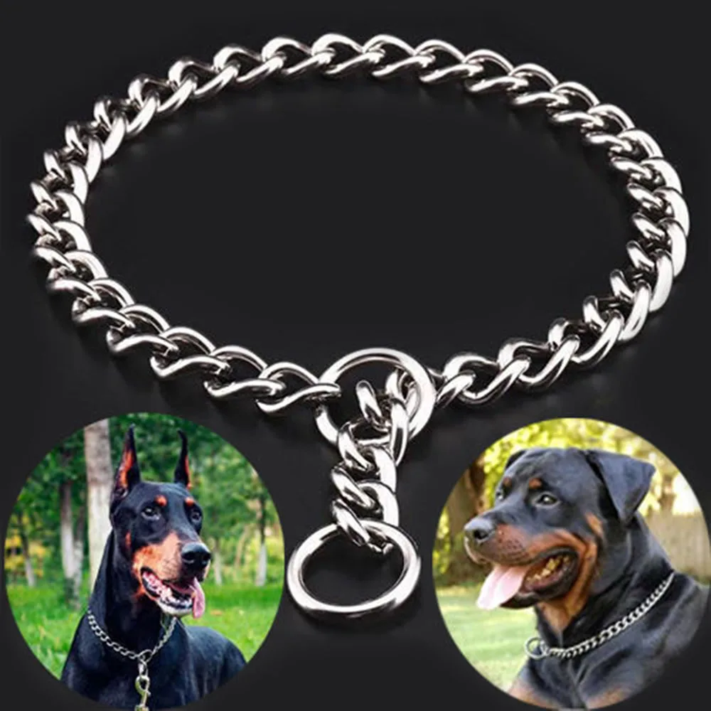 Edelstahl-Hundehalsband mit Würgekette und Trainingsleine für Mittelgroße und Große Hunde wie Golden Retriever, Rottweiler, Belgische Malinois