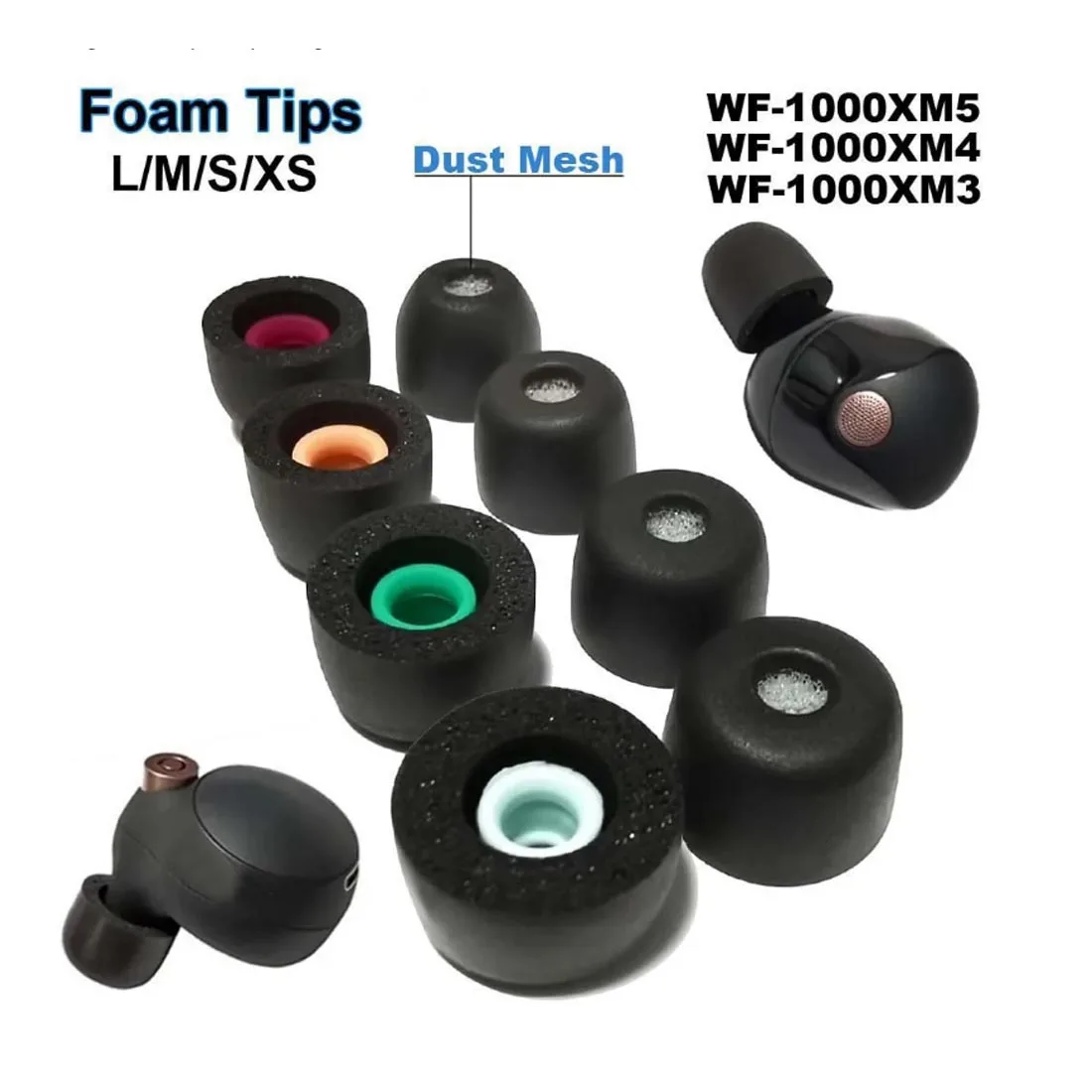 Replacement Memory Foam Ear Tips Cushion Earbuds For Sony WF-1000XM5 WF-1000XM4 WF-1000XM3 Eartips Anti Slip Earphone Earplugs