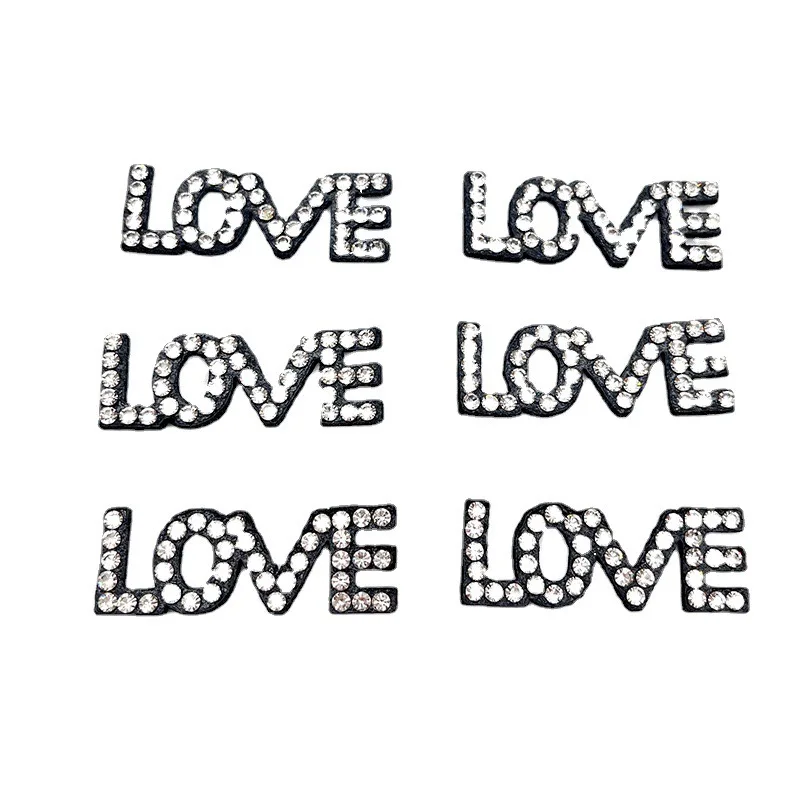 New Non-woven Fabric Black Letter LOVE Fashion Design Hot Drill DIY Hairpin Clothing Doll Handmade