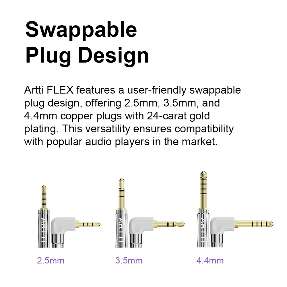 Artti FLEX-A7 4 Adern 2.5 Stränge versilbert Kupfer Kopfhörer Upgrade-Kabel 7n Occ 3.5 4,4mm 3 in1 Stecker 2pin/mmcx Kabel