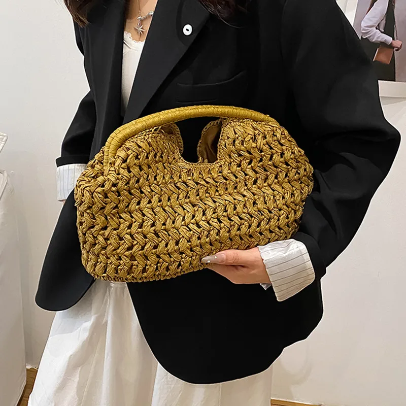 

Luxury designer straw bag tote handbag fashion summer beach bags for women clutch bag woven rattan bags female travel purses sac