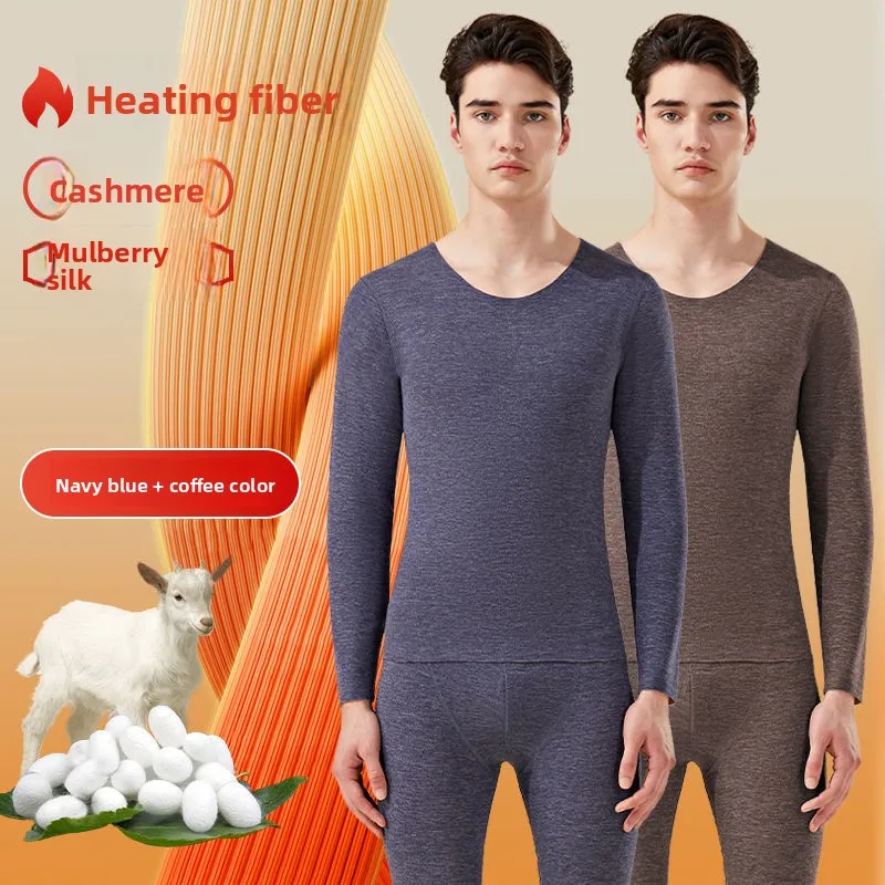 Oneck masculino sem costura quente inverno veludo aquecimento mais cashmere seda longo johns pijamas pijamas bodysuit conjuntos homem