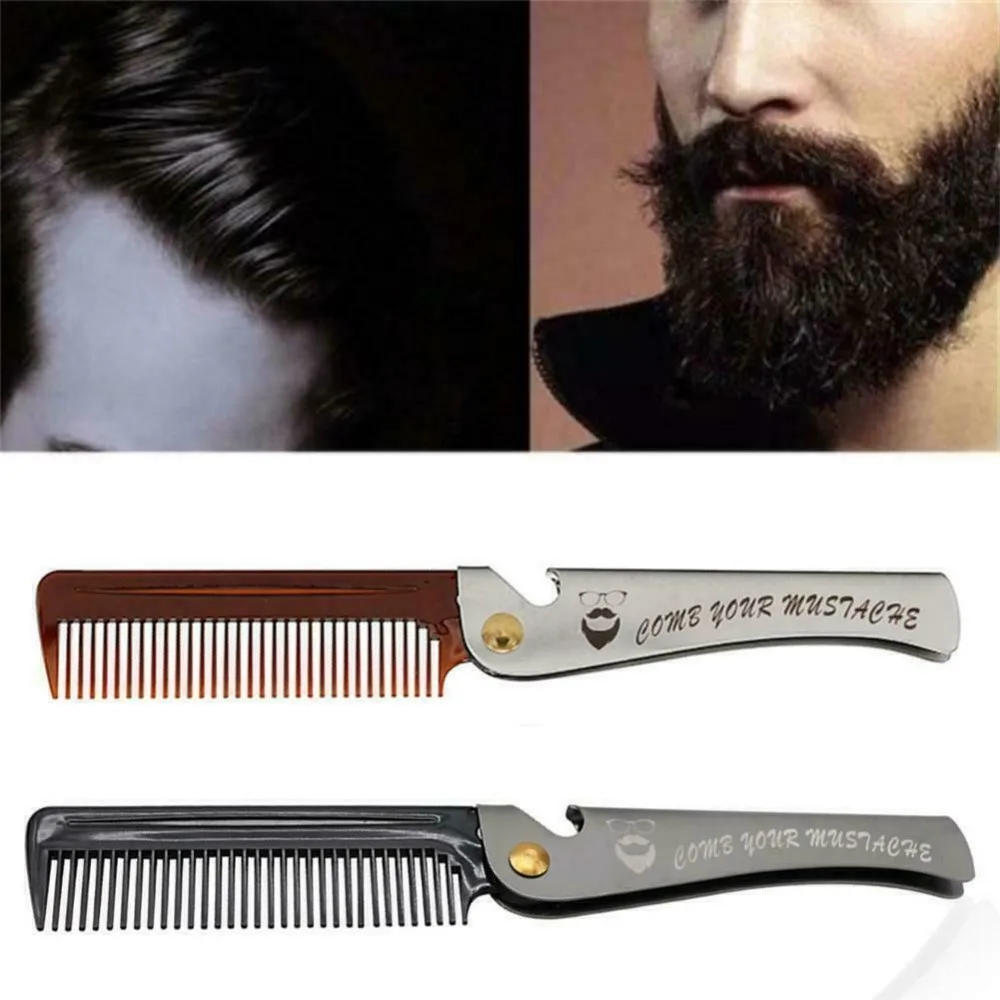 Gifts Portable Folding Stainless Steel Combs Men Oil Head Hair Styling Tools Hair Comb Foldable Beard Combs