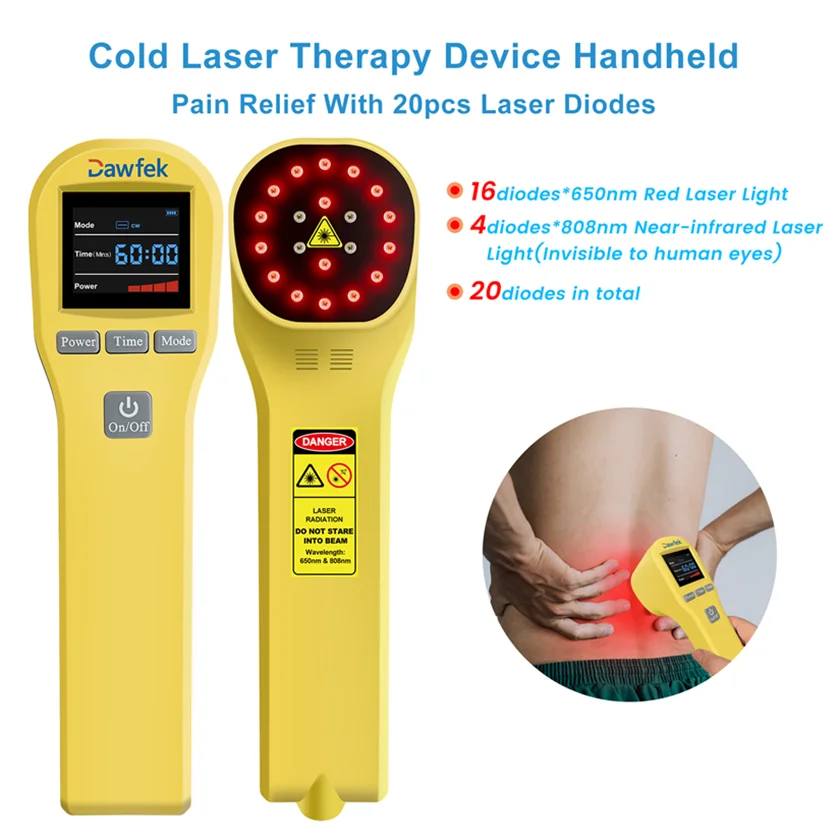 Dawfek Handheld Red Light Laser Therapy Device Neuropathy Laser Treatment for Pain Relief Anti-Inflammation 650nmx16+808nmx4