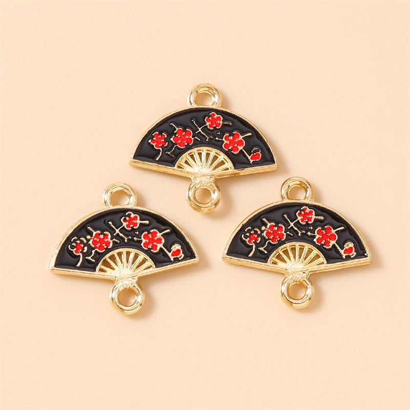 20 Stück 16x14mm Niedliche Emaille-Blumen-Fächer-Anhänger Verbinder für Schmuckherstellung DIY Halsketten Armbänder Handgemachtes Zubehör – Detail 11