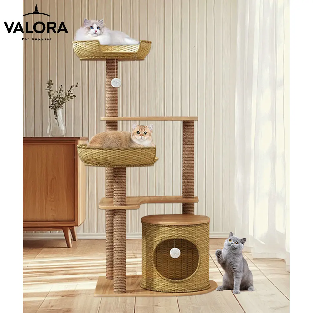 

Cat Rack Cats Tree Home Rattan Mat Cat Nest One Space Capsule Cats Toys Small-scale Not Occupying Land Pet Supplies Summer