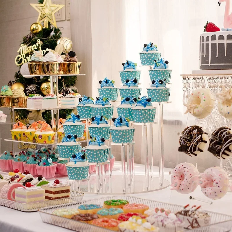 16 Tingkat Stand Cupcake Akrilik untuk Pesta Ulang Tahun Pernikahan Baby Shower Dekorasi Natal Tempat Makanan Penutup Rak Display Cupcake