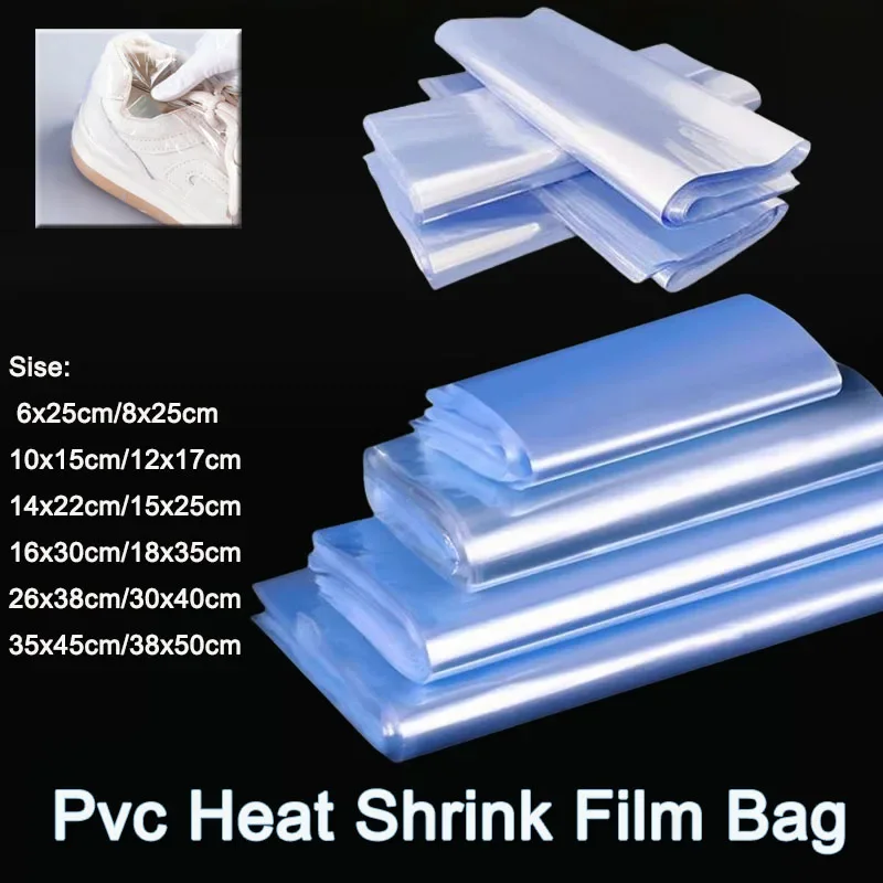 25 stücke PVC Wärmeschrumpf Film Große Tragbare Schuh Schrumpf Wrap Taschen Isolieren Staub Kunststoff Tasche Sport Schuhe Lagerung Tasche – Detail 1