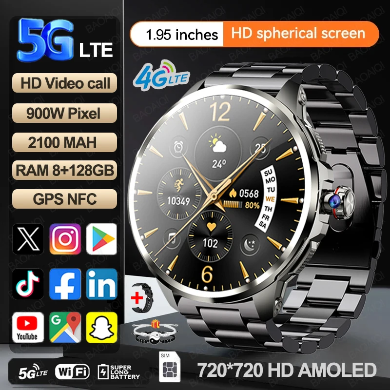 Смарт-часы 5G/4G 720*720 AMOLED 1,95 дюйма HD 900 Вт Камера 8 ГБ + 128 ГБ ОЗУ 1990 мАч Часы GPS WIFI Google APP Smartwatch Android 9.0 Смарт-часы 5G/4G 720*720 AMOLED 1,95 дюйма HD 900 Вт Камера 8 ГБ + 128 ГБ ОЗУ 1990 мАч Часы GPS WIFI Google APP Smartwatch Android 9.0