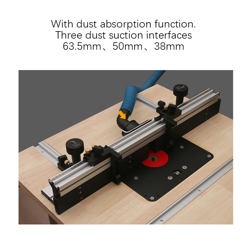 ช่างไม้ดูดฝุ่นอลูมิเนียมโปรไฟล์รั้ว Scale และเลื่อนวงเล็บเครื่องมือ Router ของใช้บนโต๊ะงานไม้เครื่องมือ