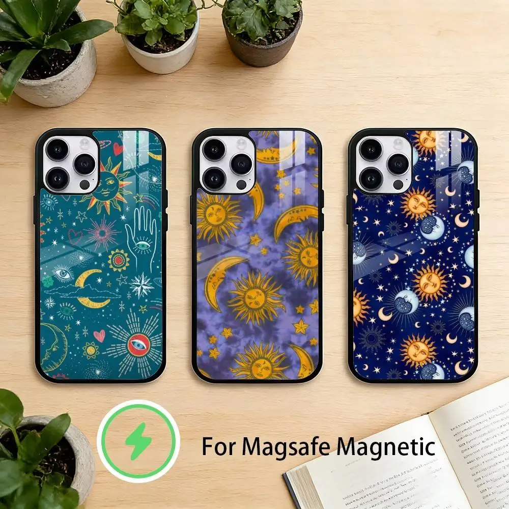 The S-Sun Moon S-Stars Phone Case For iPhone 17/16/15/14/13/12/Plus/Pro/Max for Magnetic Wireless Charging