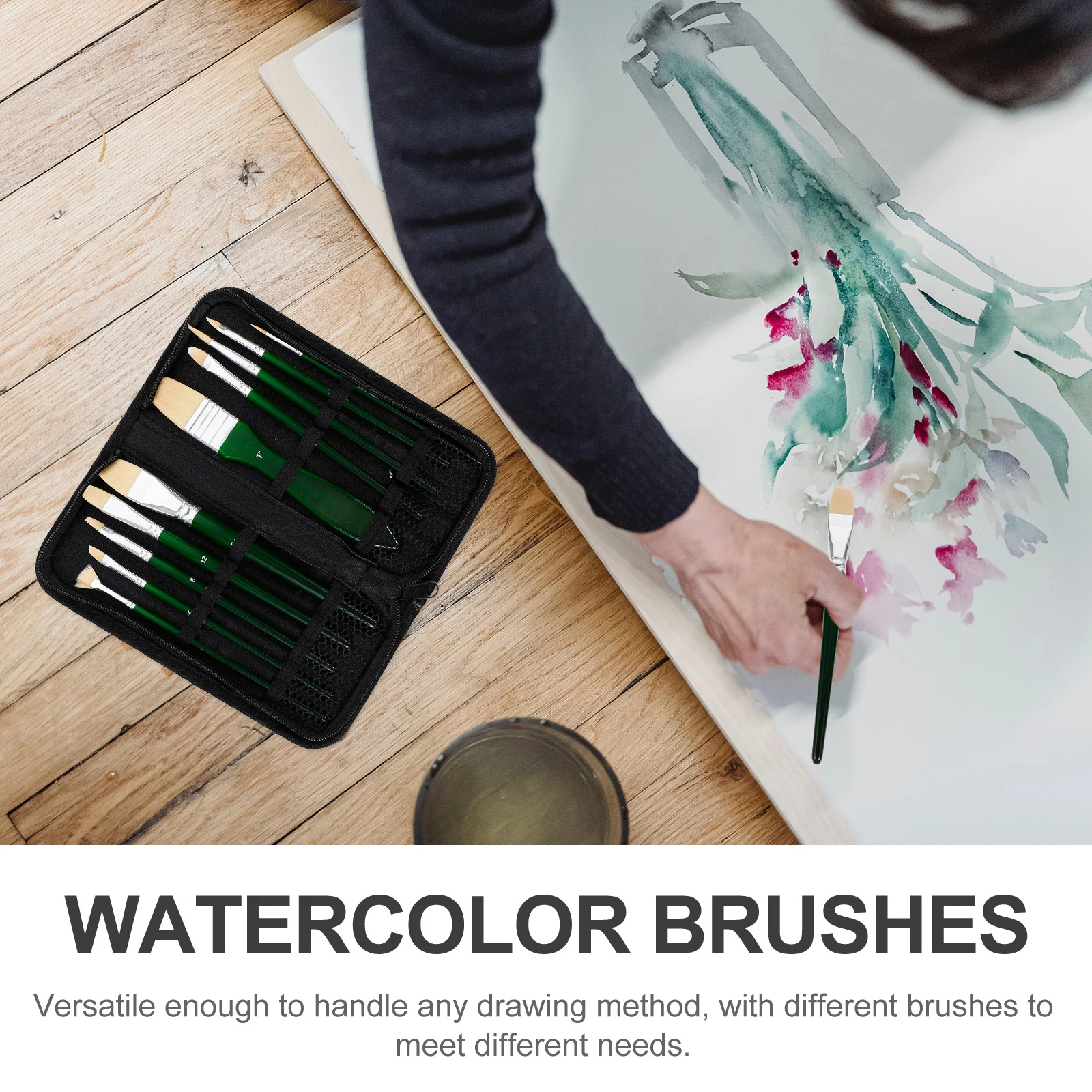 

1 Set Watercolor Oil Painting Brush Kit Portable Art Brushes For Drawing Gouache Acrylic Facial School Church Activities Student