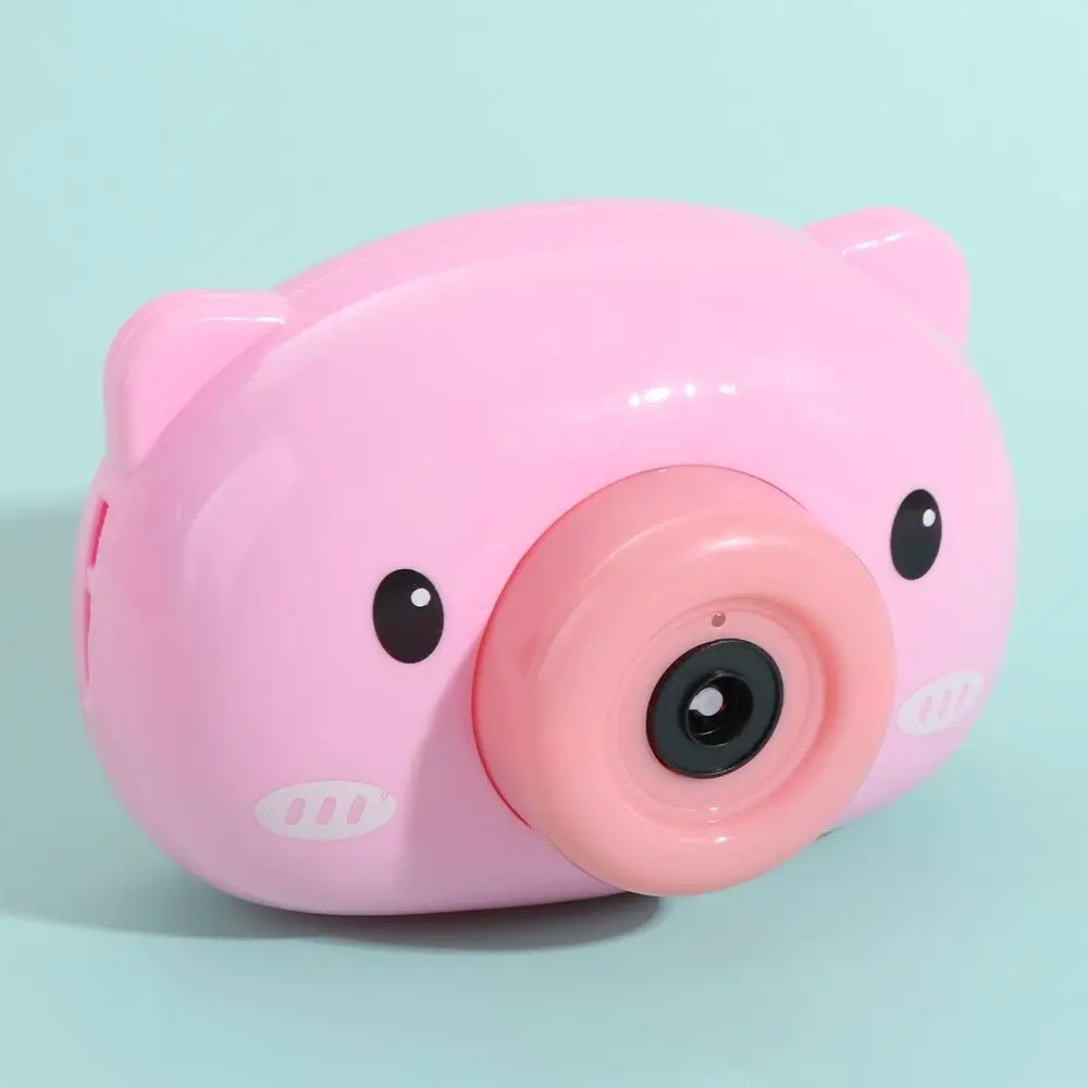 Máquina de bolhas infantil durável, formato de câmera automática, fabricante de bolhas de sabão, brinquedo, porco, desenho animado, soprador de bolhas, casamento