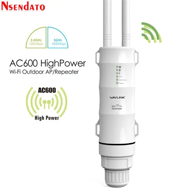 To 2.4G/5G Dual Band Outdoor Wifi Router Amplifier AC600 High Power Wireless AP Repeater Waterproof Wifi Extender with AP WISP