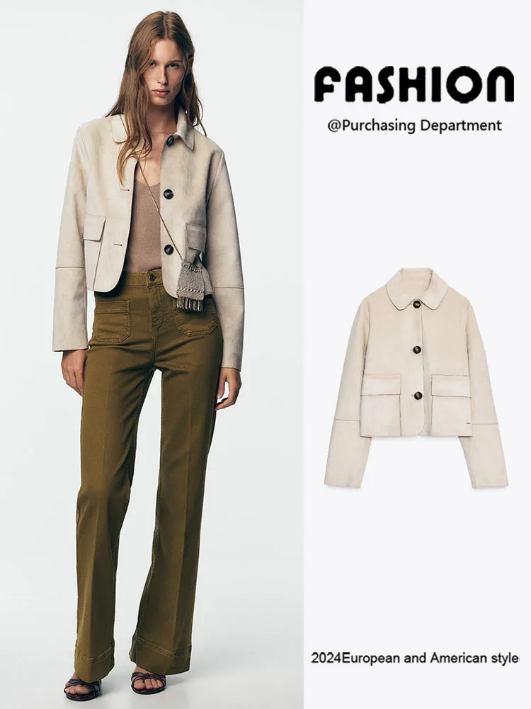 

New Arrival Autumn Suede ort Jaet Women's Outerwear 4968224 704 4968224 72 Faionable Quilted Jaet for Women