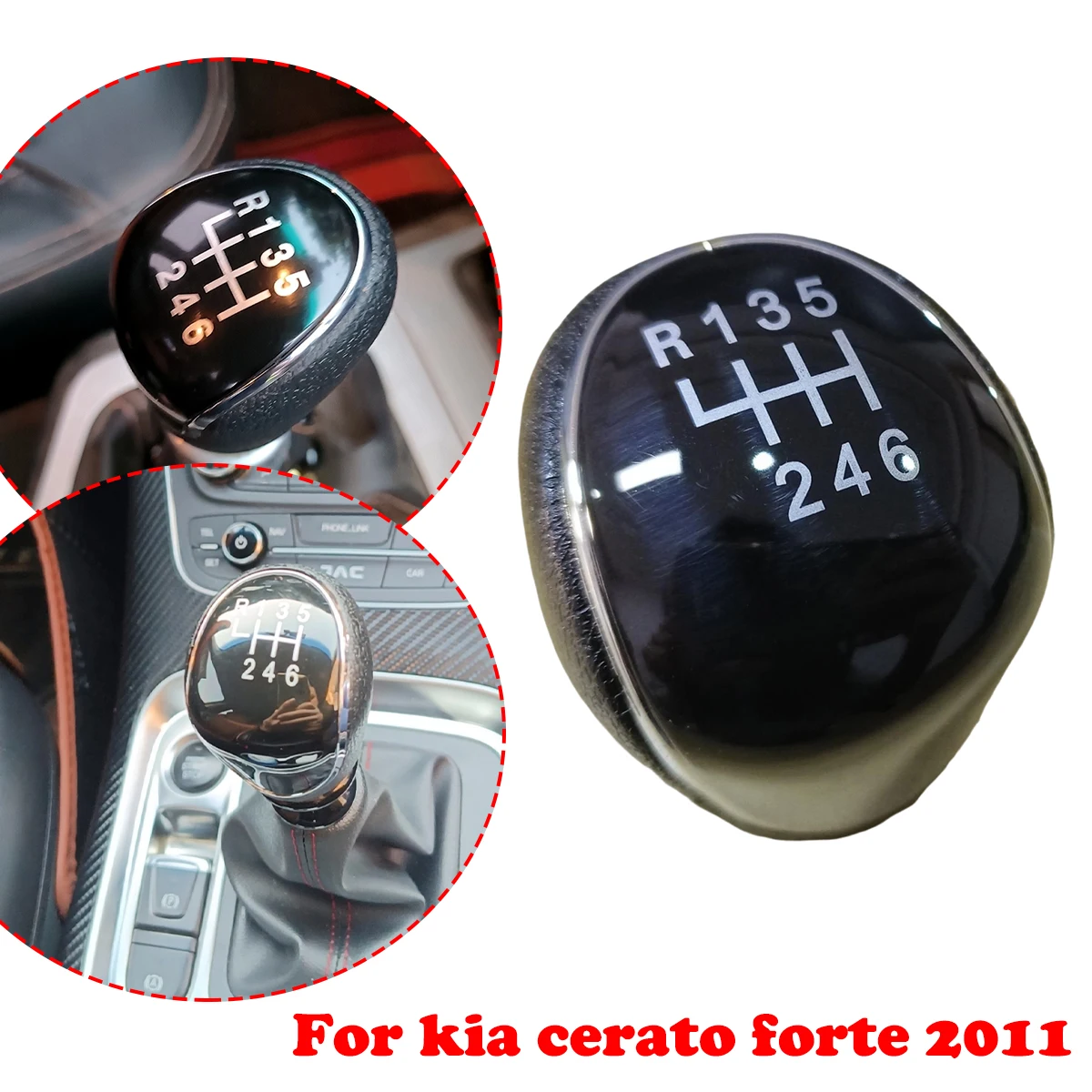 

For kia cerato forte 2011-2018 Koup Ceed ED Premium 6SP+R Manual Gear Shift Knob M10 Chrome Pen Shifter Handball Car Accessory