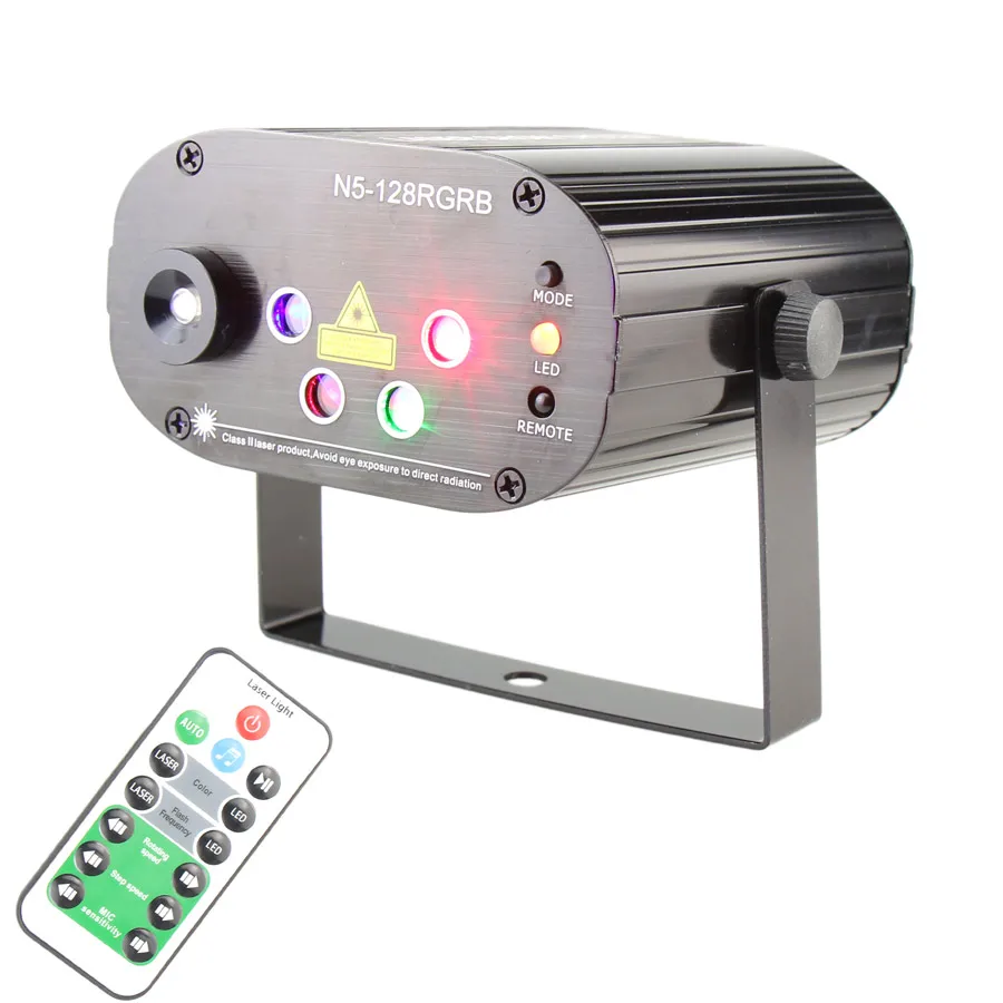 Double R&G 5 Lens Laser Projector 128 Patterns Blue LED Light for Home Party Bar DJ Disco Xmas Dance Stage Effect N6T154