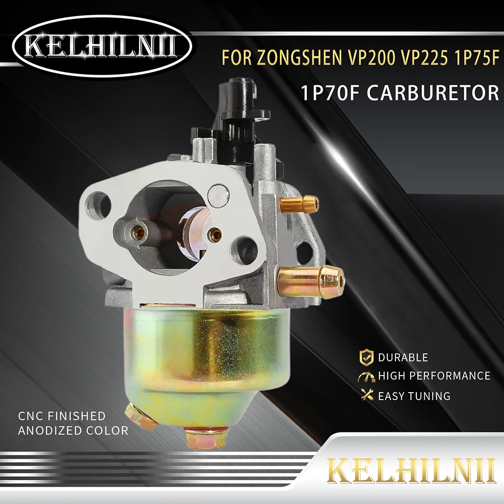 1P70F Carburetor Kit Compatible with Zongshen VP200 VP225 1P75F 6HP 6.5HP 196CC Vertical Axis Micro Tillage Turf Machine