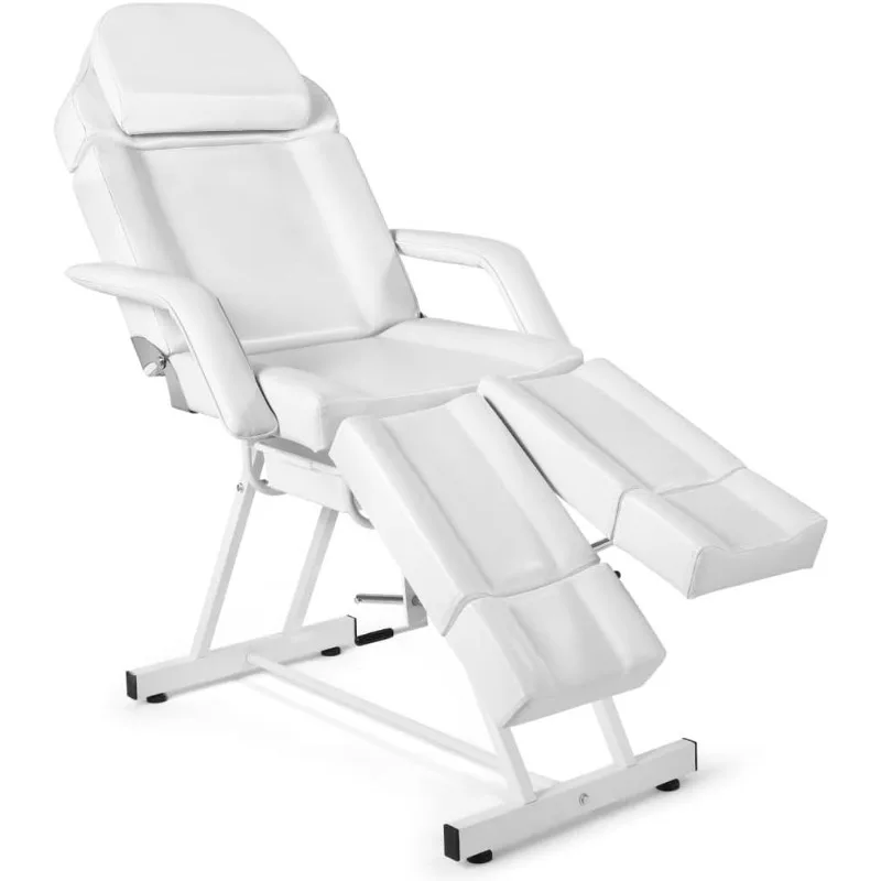 Massage Table Facial Bed Massage Bed Lash Bed for Eyelash Extensions Salon Chair with Tray,Split Footrests(White)